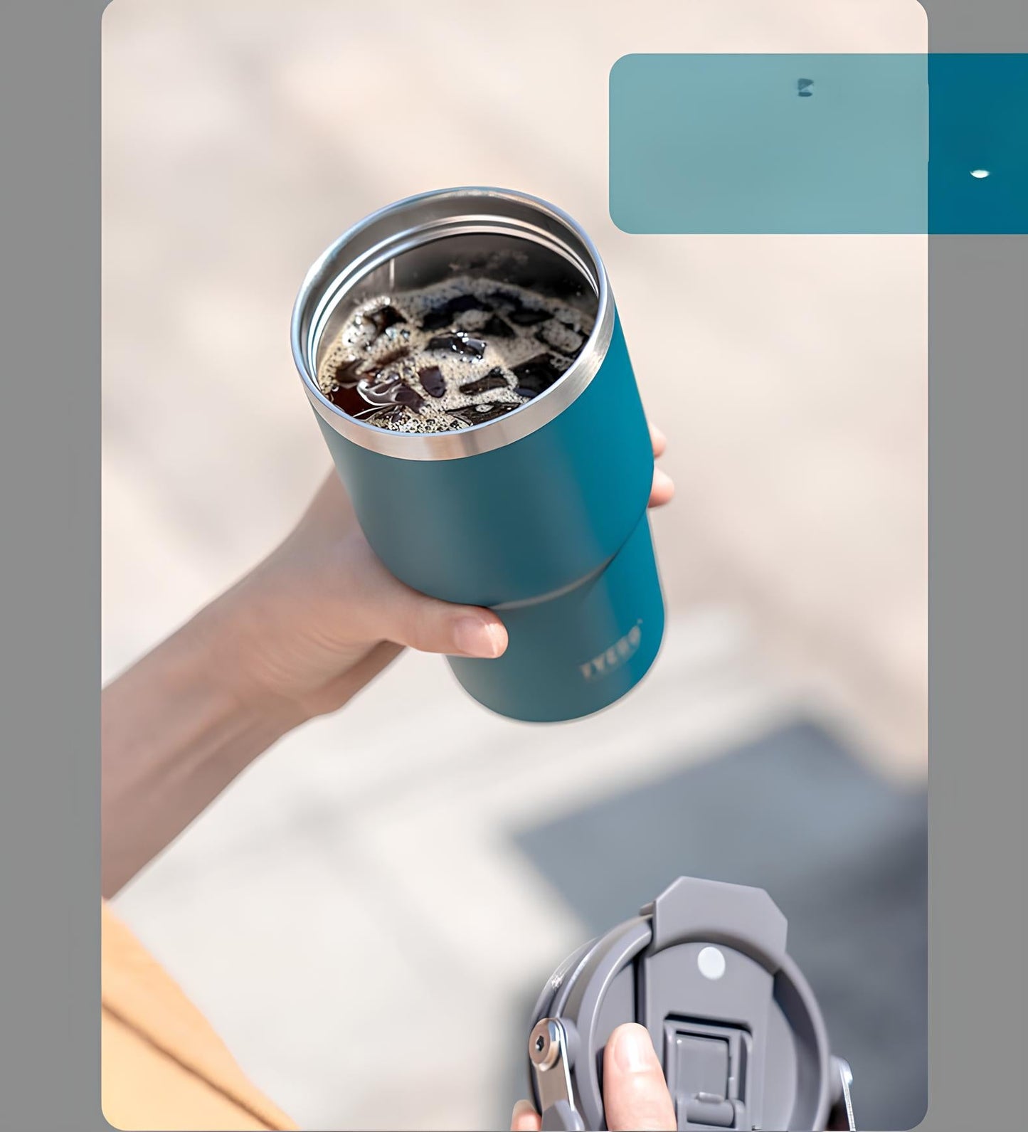TYESO High-Capacity Travel Tumbler with Folding Handle
