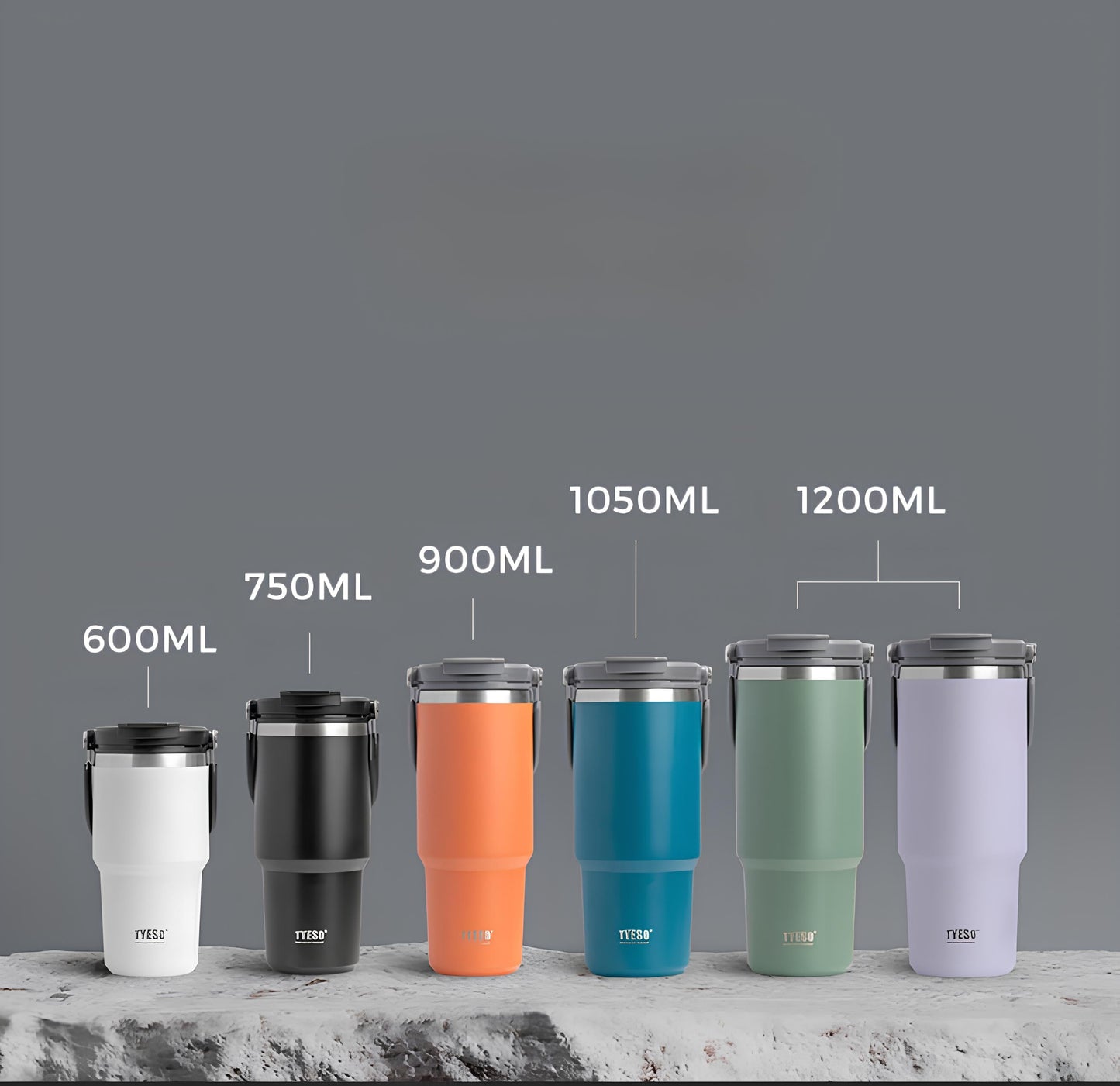 TYESO High-Capacity Travel Tumbler with Folding Handle