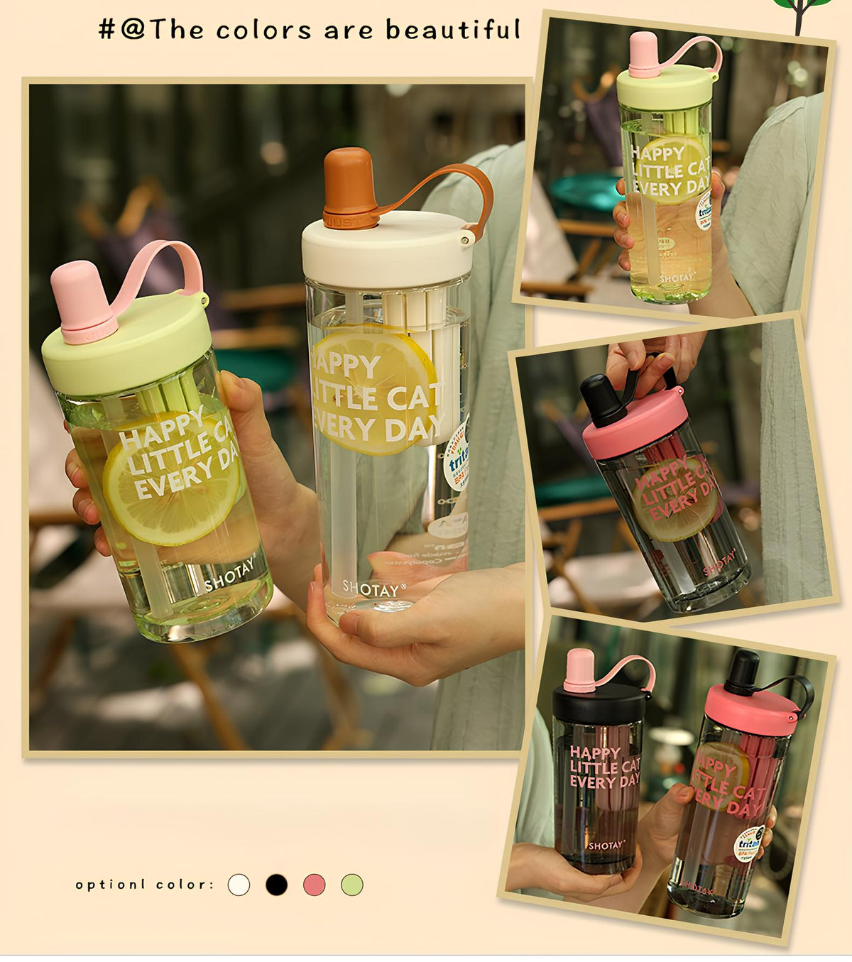 SHOTAY Water Bottle with Pop-Up Straw & Tea Infuser – ST 7164- 450ML