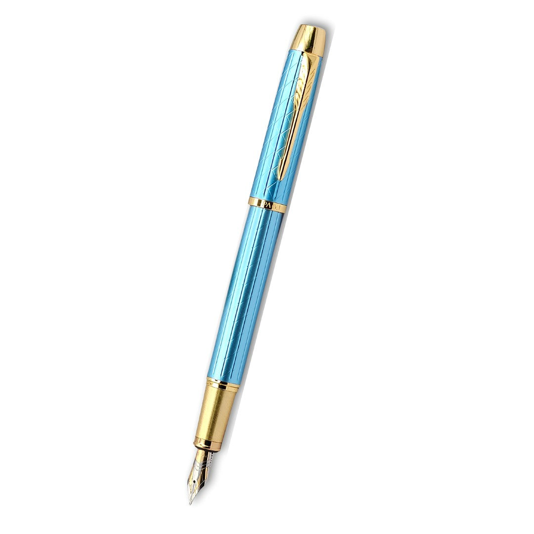PAILI Premium Geometric Engraved Fountain Pen – Brushed Gold Grip (Available in Multiple Colors)