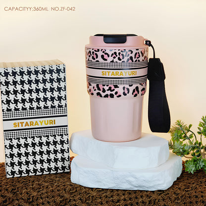 SITARAYURI Leopard Print Stainless Steel Insulated Travel Coffee Cup