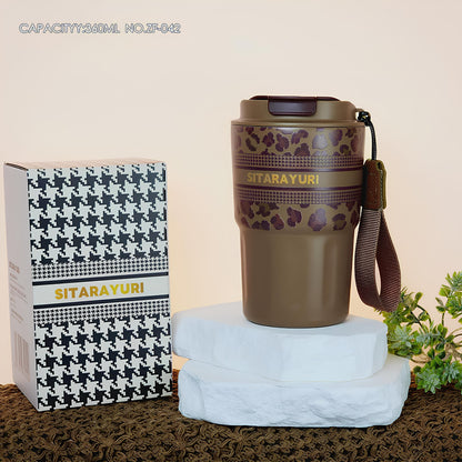 SITARAYURI Leopard Print Stainless Steel Insulated Travel Coffee Cup