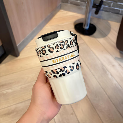 SITARAYURI Leopard Print Stainless Steel Insulated Travel Coffee Cup