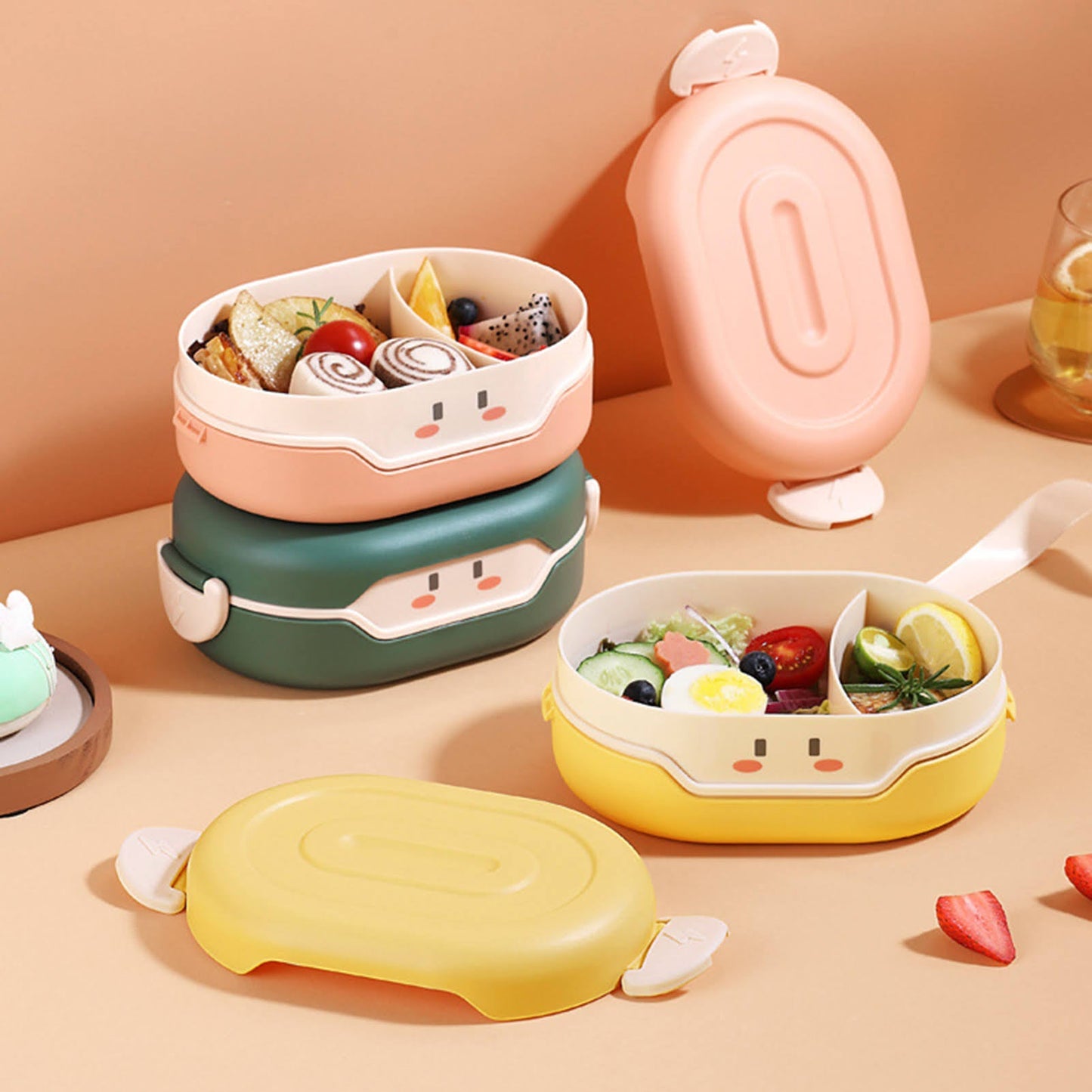 Delicious Reusable Bento Box Lunch for Kids,Freshmage Salad Lunch Container，Airtight,Leak-Proof,and Versatile,Suitable School (780ML, Kids, Yellow)