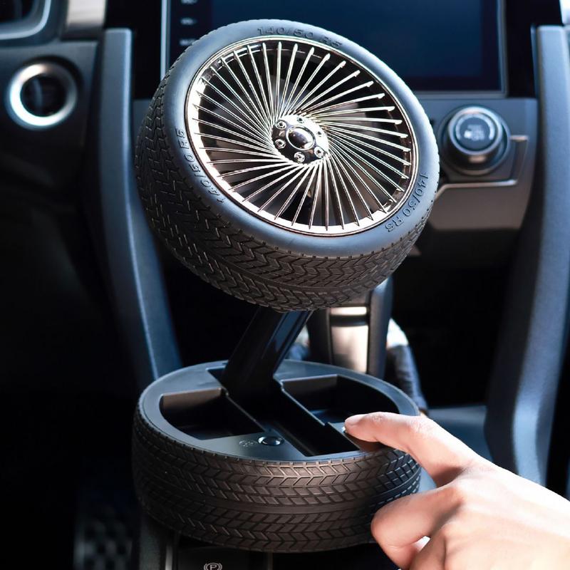 Rechargeable Tyre Shaped Electric Fan – Portable & Powerful Desk Fan
