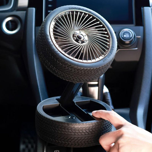 Rechargeable Tyre Shaped Electric Fan – Portable & Powerful Desk Fan