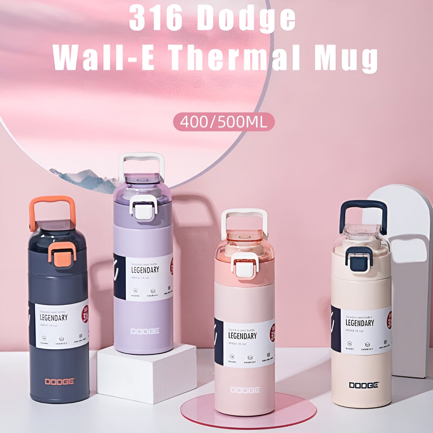 Dodge Stainless Steel Water Bottle – 500ml | Lightweight & Durable