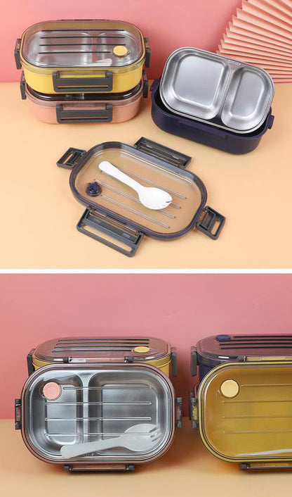 Leak-Proof Modular Lunch Box with Clear Lid & Spork